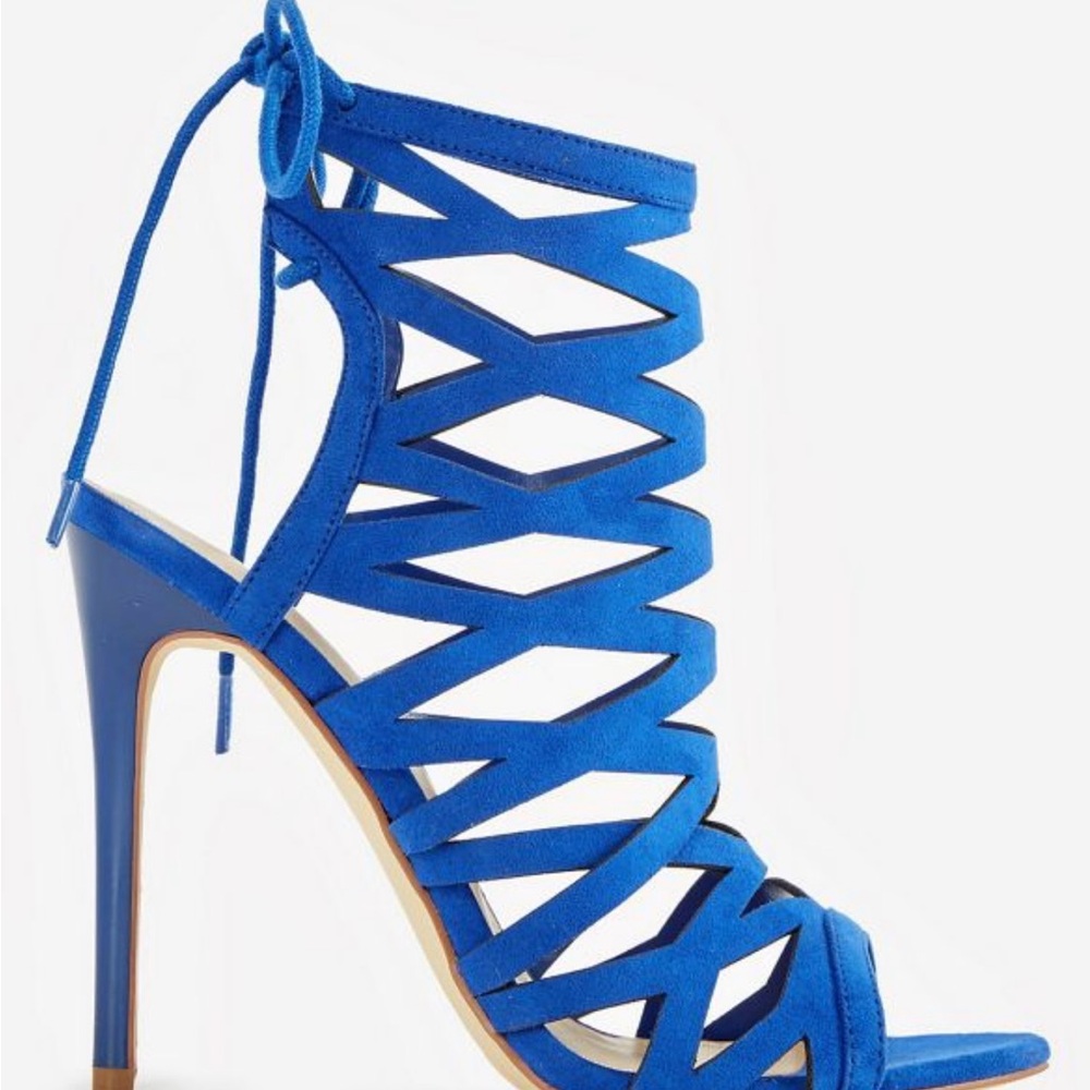 JustFab Blue Strappy Lace-Up Heels ** Size 6 **